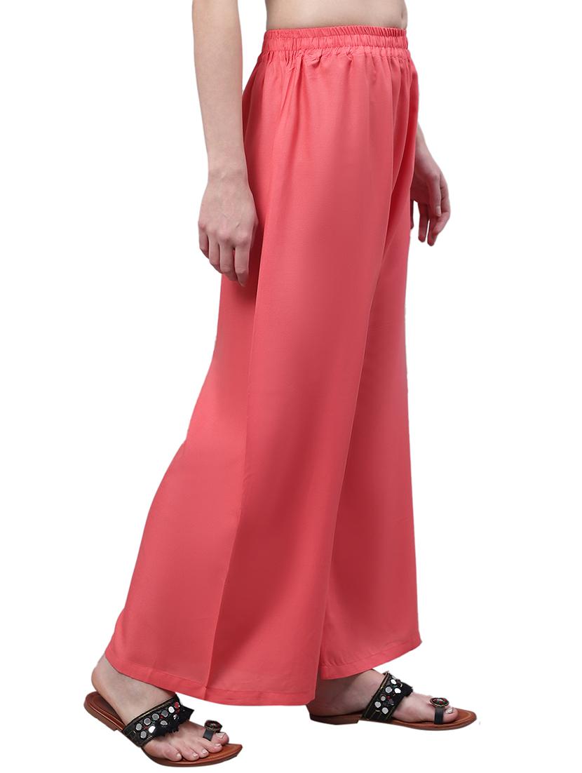 women solid relaxed fit palazzo - 21535611 - Standard Image - 2