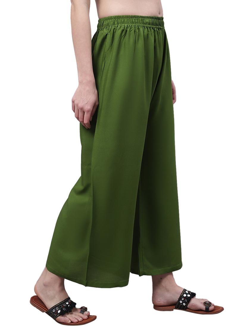 women solid relaxed fit palazzo - 21535612 - Standard Image - 2
