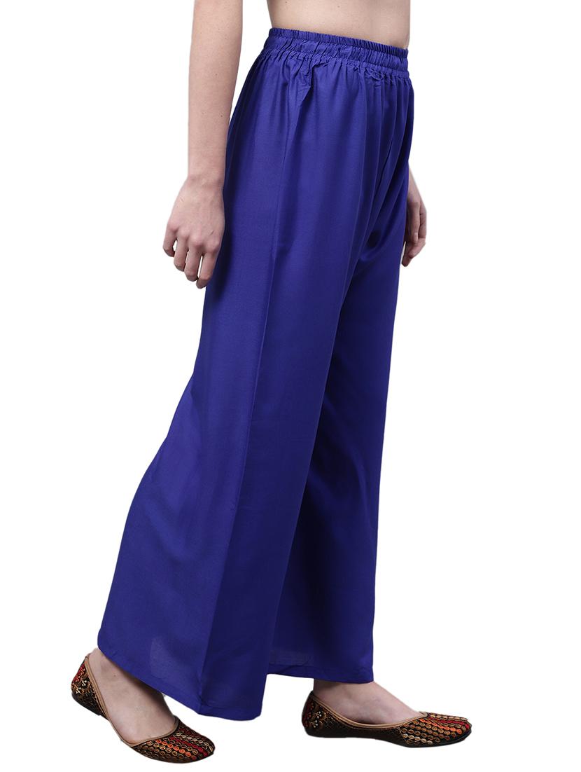 women solid relaxed fit palazzo - 21535613 - Standard Image - 2