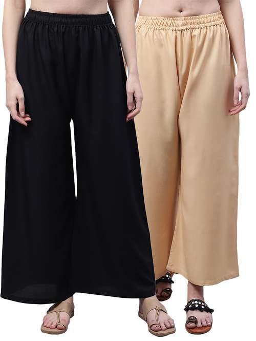pack of 2 solid relaxed fit palazzo - 21535616 -  Standard Image - 0
