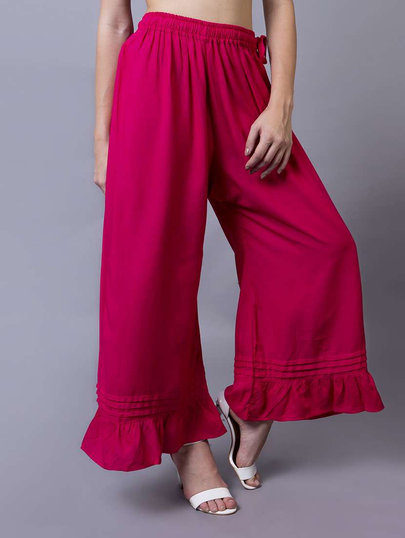 women solid flared palazzo - 21535644 - Standard Image - 2