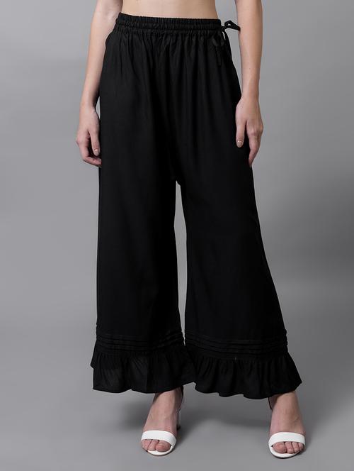 women solid flared palazzo - 21535645 -  Standard Image - 0