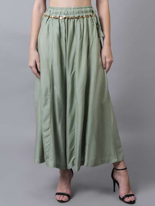 women solid flared palazzo - 21535653 -  Standard Image - 0