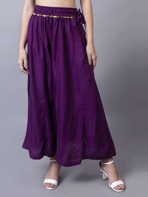 women solid flared palazzo - 21535656 - Standard Image - 0
