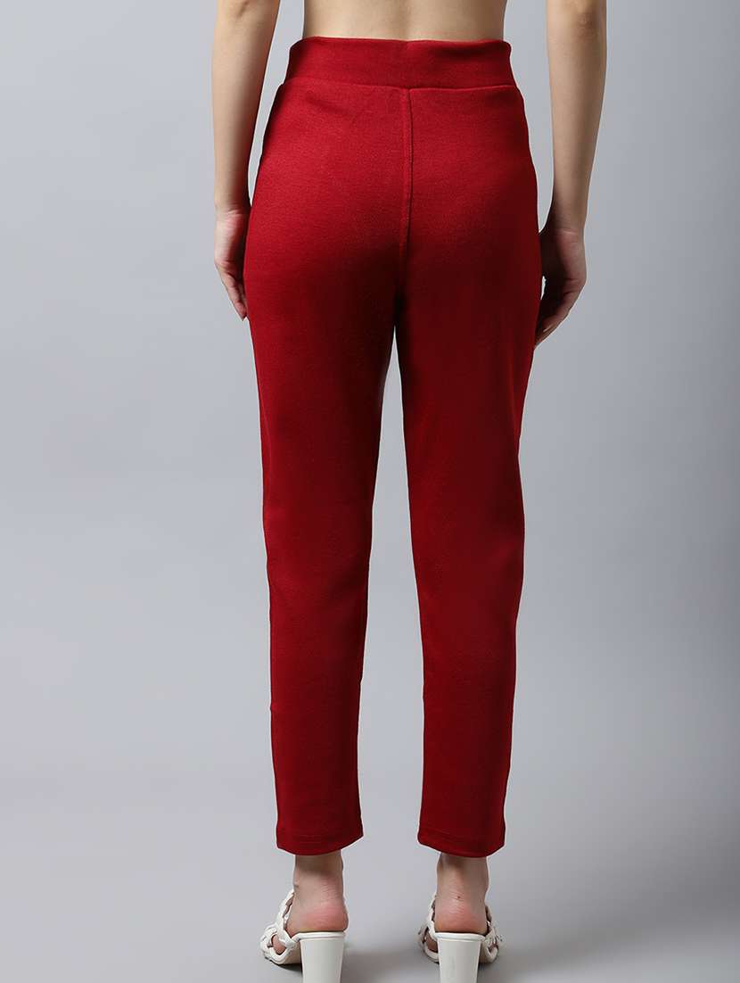 maroon wool trousers - 21535666 - Standard Image - 2