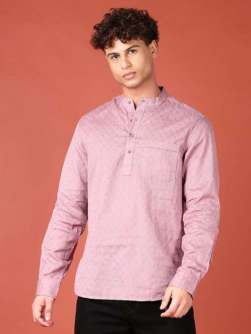 men self design long sleeve short kurta - 21535710 -  Standard Image - 0