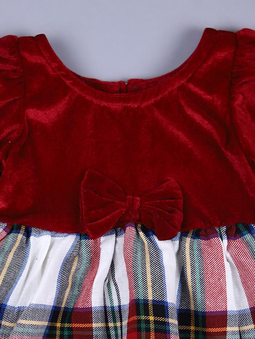girls checkered round neck frock - 21535724 - Standard Image - 2