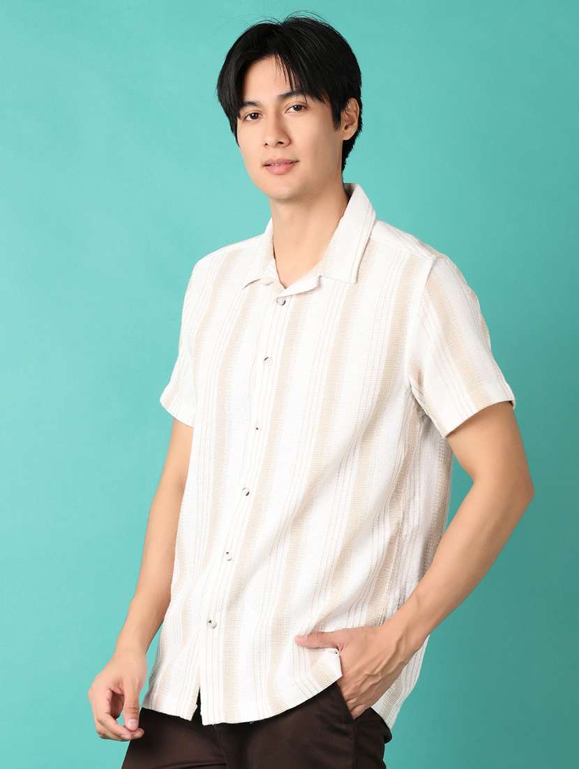 men striped short sleeve casual shirt - 21535749 -  Standard Image - 2