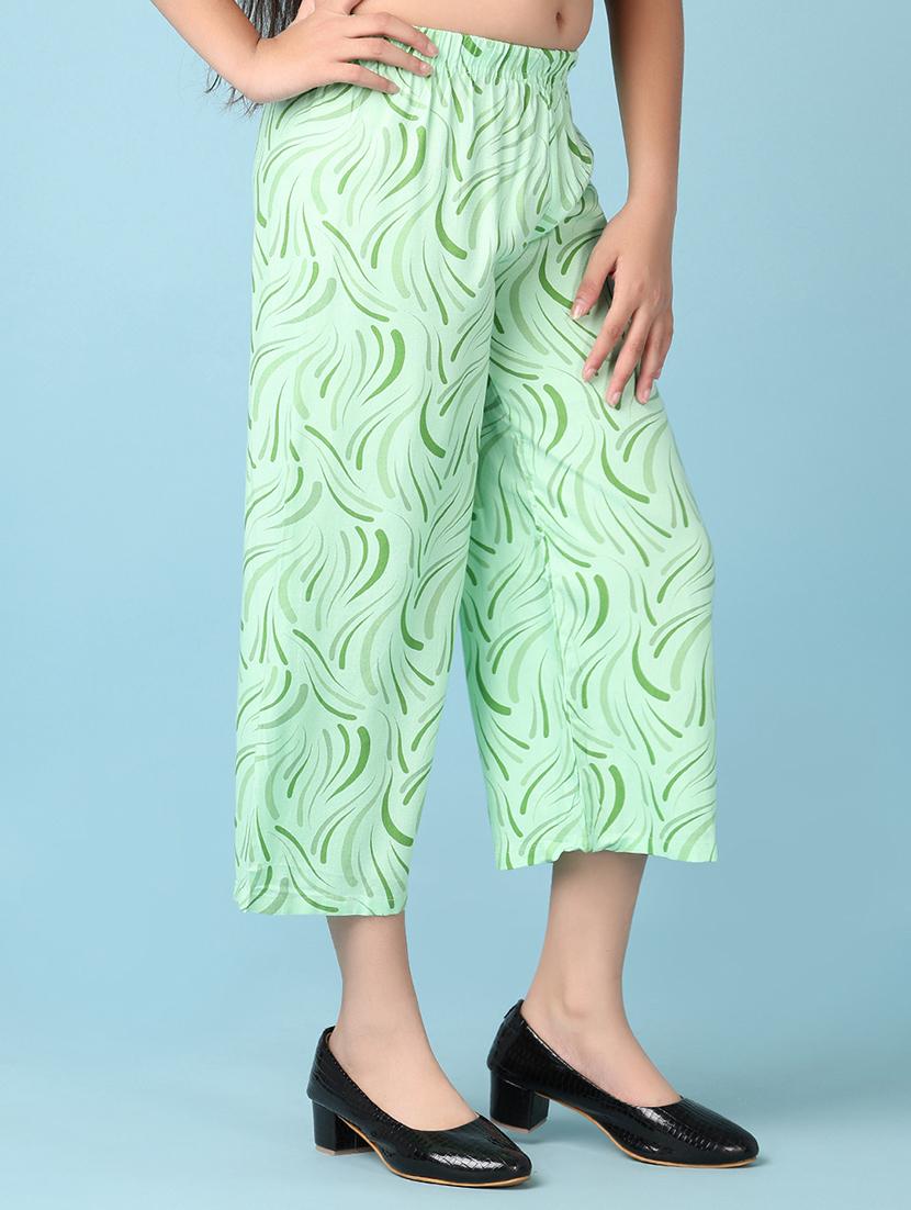 girls green printed palazzo - 21535760 - Standard Image - 2