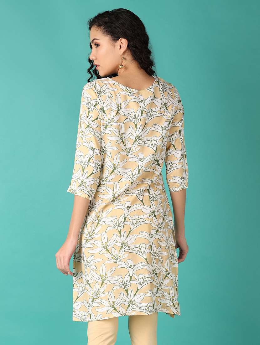 women three quarter sleeve straight kurta - 21535873 -  Standard Image - 2