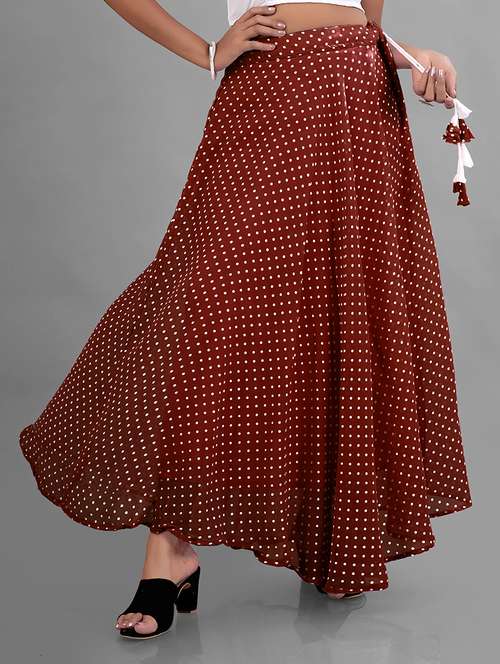 women high-rise polka dot printed flared skirt - 21536048 -  Standard Image - 0