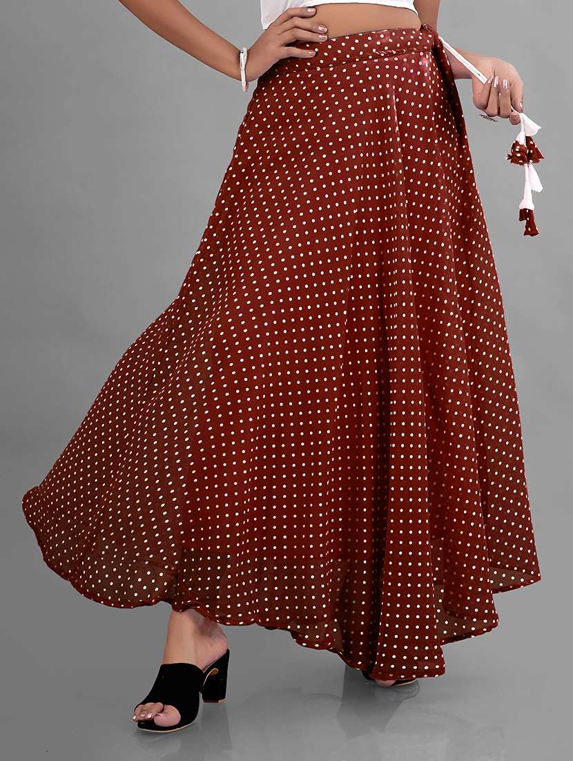 women high-rise polka dot printed flared skirt - 21536048 -  Zoom Image - 0