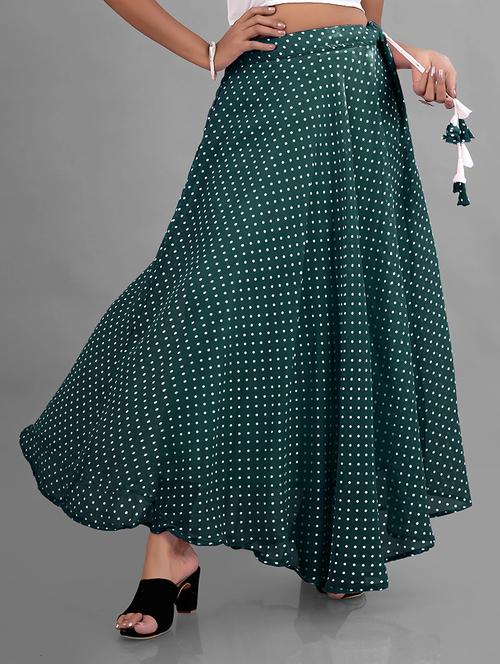 women high-rise polka dot printed flared skirt - 21536049 - Standard Image - 0