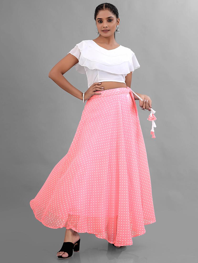 women high-rise polka dot printed flared skirt - 21536050 - Standard Image - 2