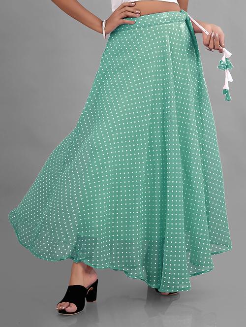 women high-rise polka dot printed flared skirt - 21536051 - Standard Image - 0