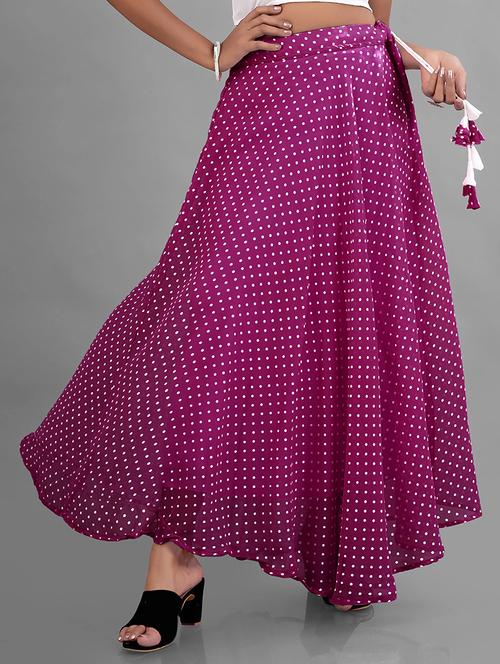 women high-rise polka dot printed flared skirt - 21536052 - Standard Image - 0