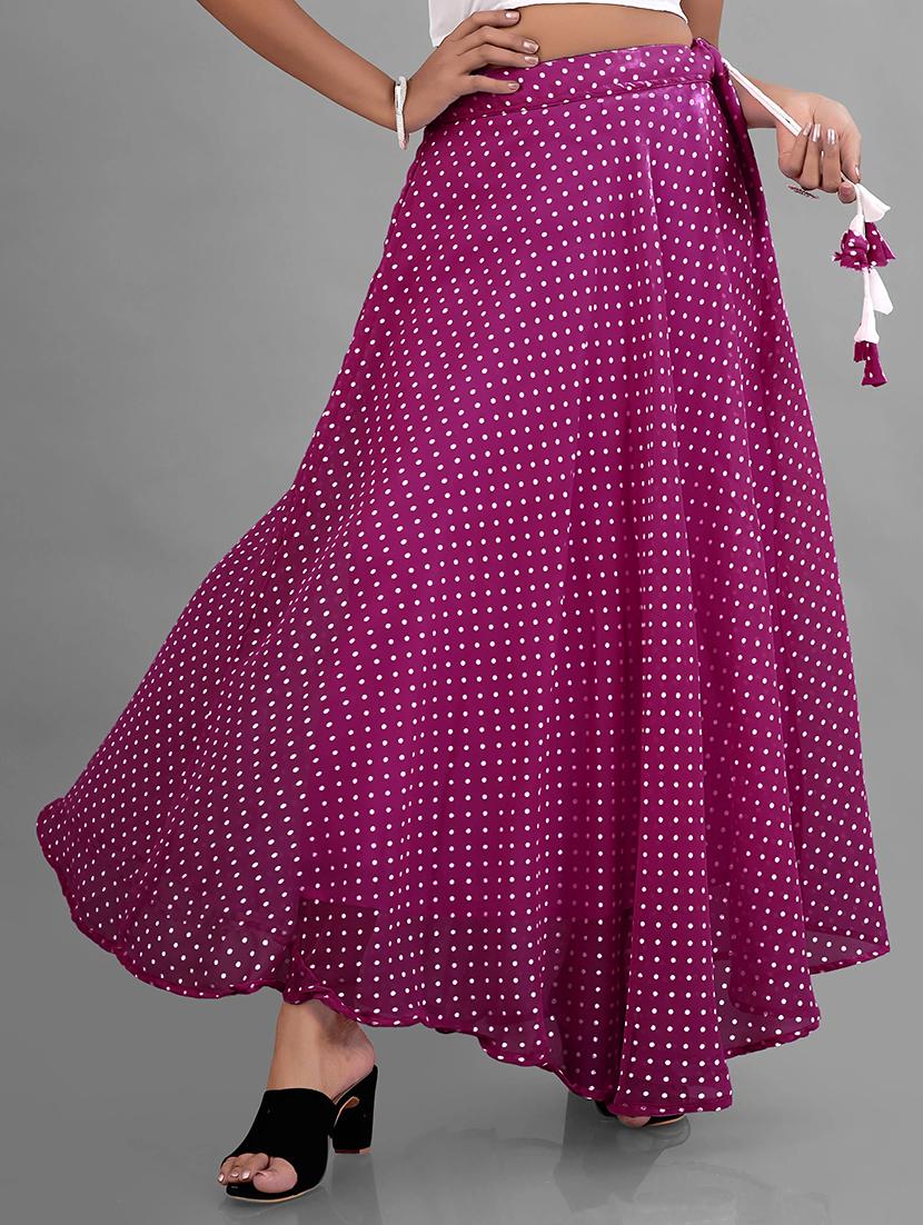 women high-rise polka dot printed flared skirt - 21536052 - Zoom Image - 0