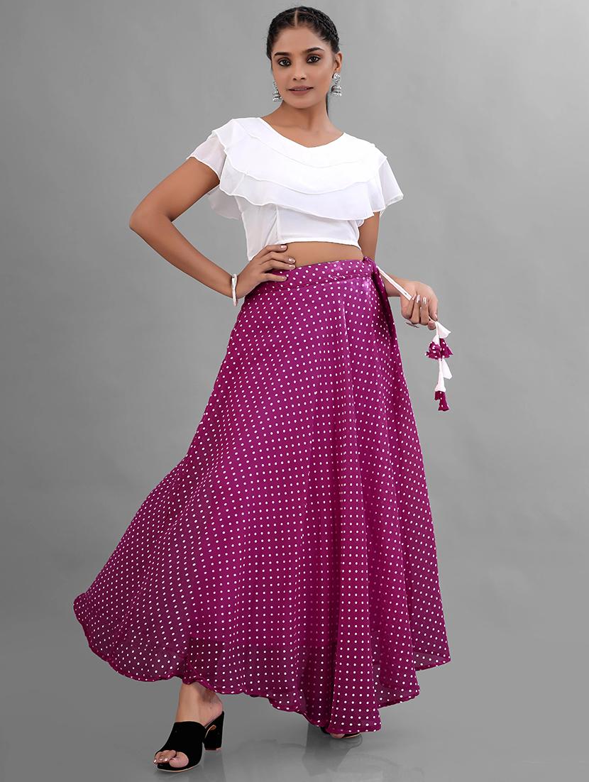 women high-rise polka dot printed flared skirt - 21536052 - Standard Image - 2