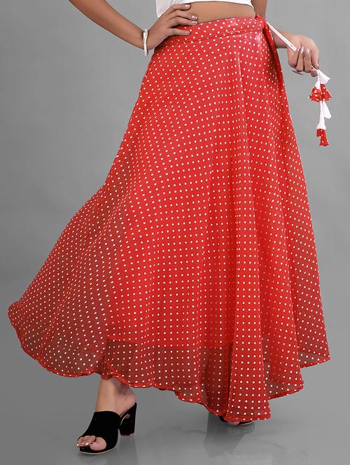 women high-rise polka dot printed flared skirt - 21536053 - Standard Image - 0