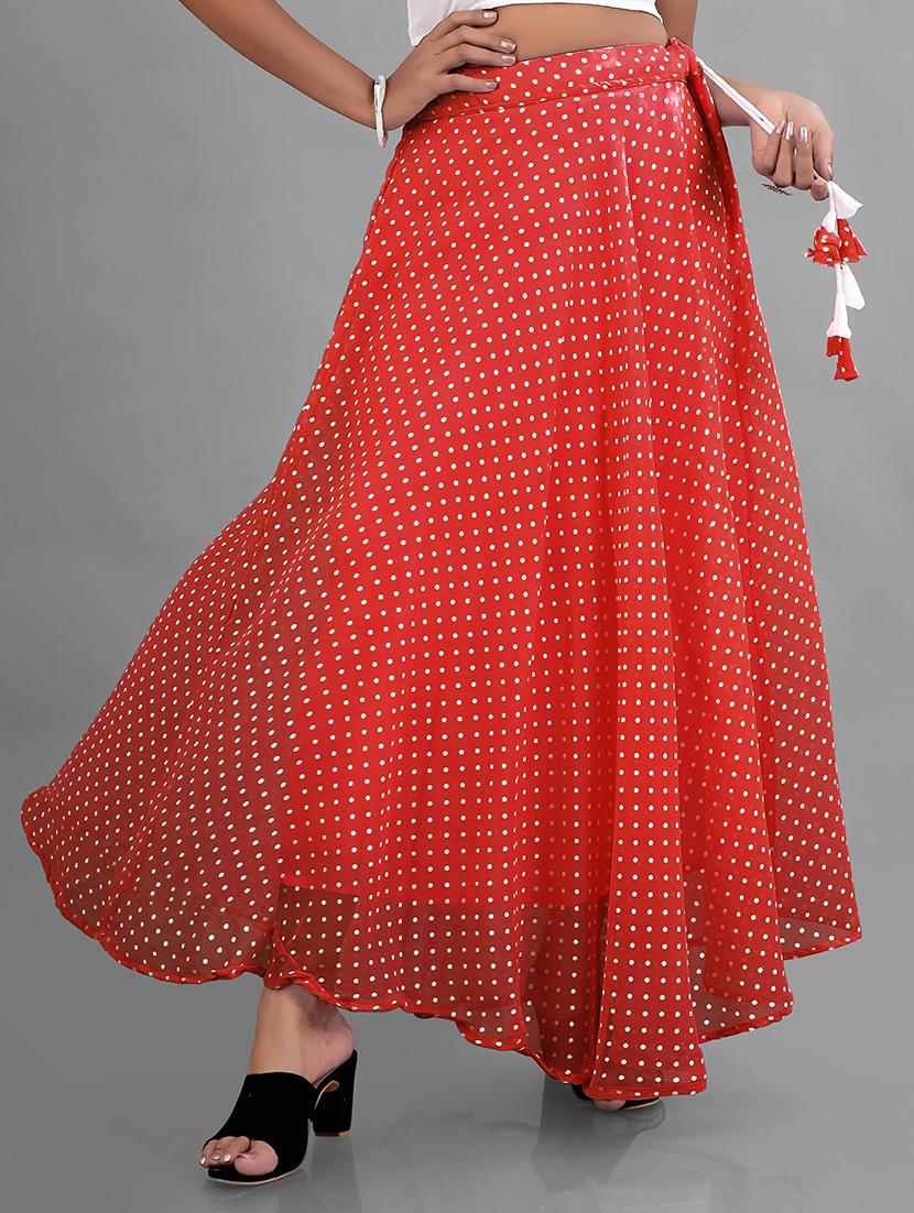 women high-rise polka dot printed flared skirt - 21536053 - Zoom Image - 0