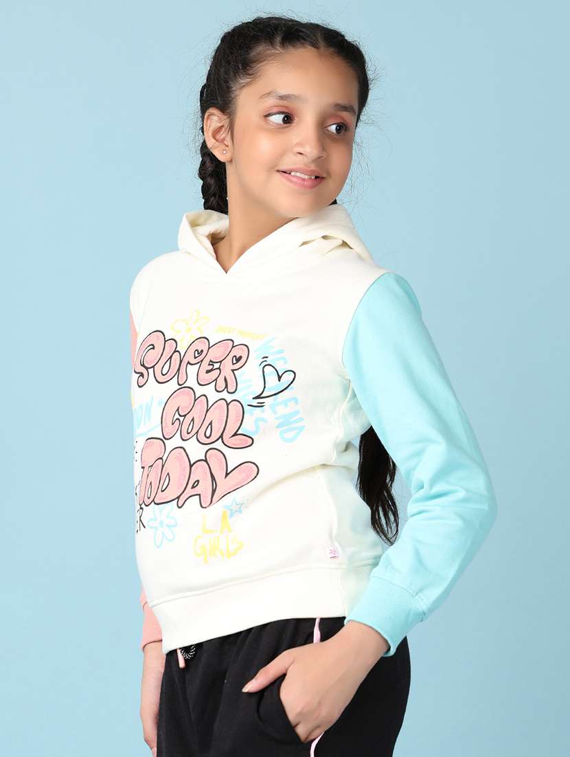 girls off white front print sweatshirt