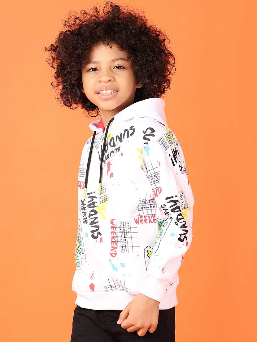 boys typographic long sleeve hooded sweatshirt - 21536301 -  Standard Image - 2