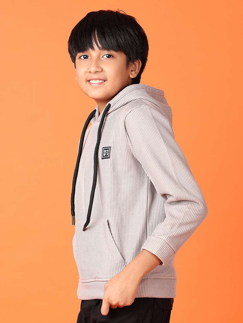 boys solid long sleeve hooded sweatshirt - 21536340 -  Standard Image - 2