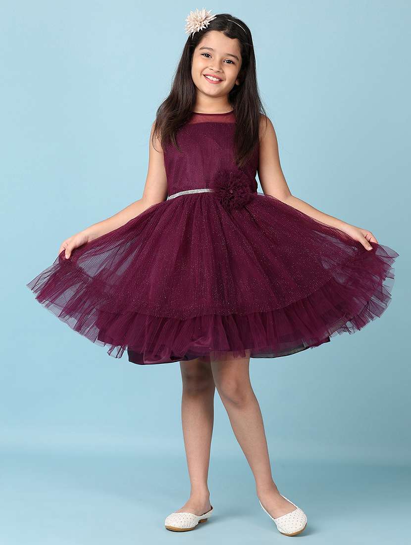 girls embellished net sleeveless frock - 21536342 - Zoom Image - 0