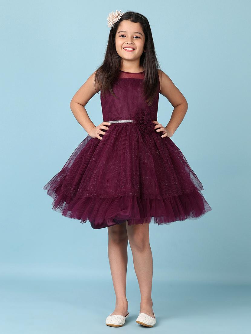 girls embellished net sleeveless frock - 21536342 - Standard Image - 2