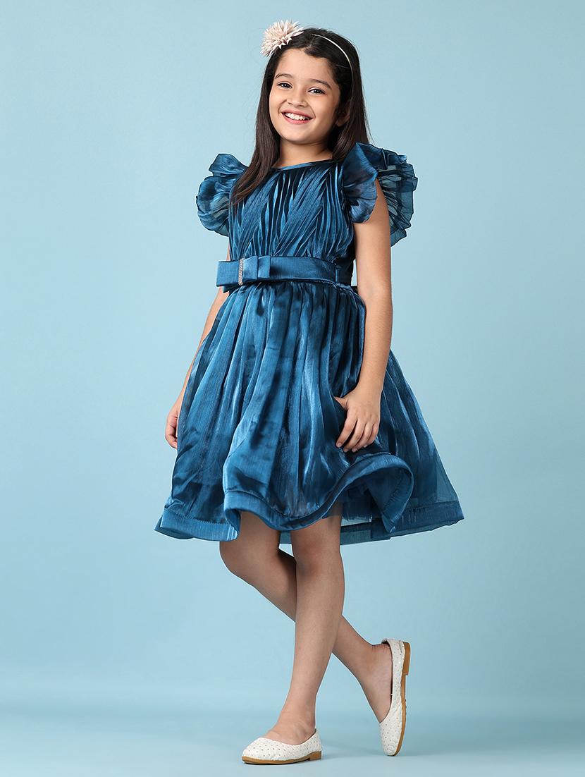 girls solid round neck frock - 21536343 - Standard Image - 2