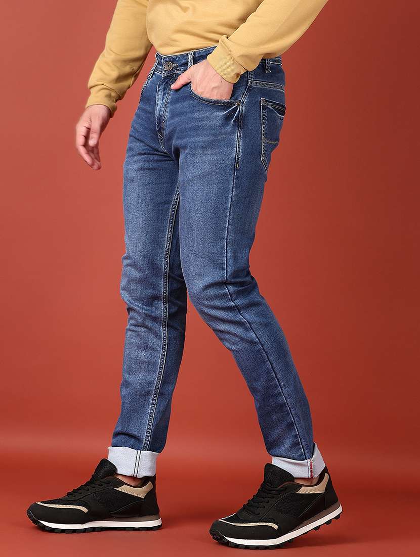 men washed mid rise denim jeans - 21536394 - Standard Image - 2