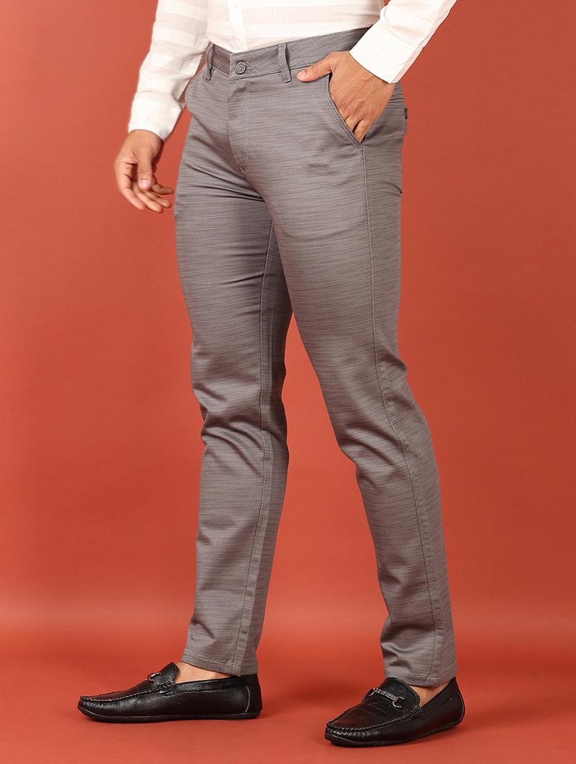 men mid rise solid flat front casual trouser - 21536441 - Standard Image - 2