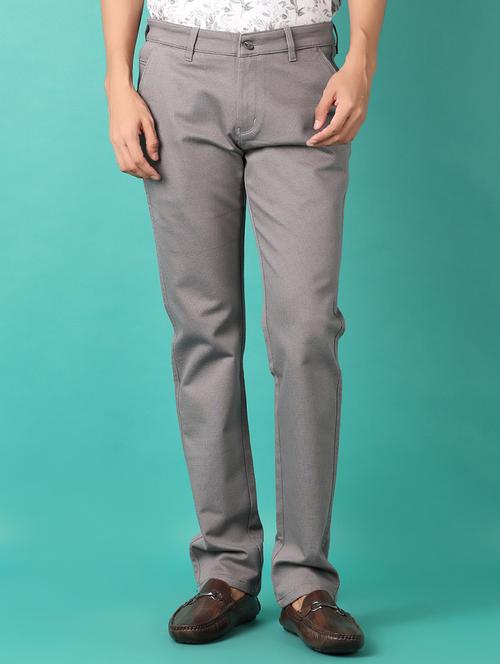 men mid rise solid flat front casual trouser - 21536442 - Standard Image - 0