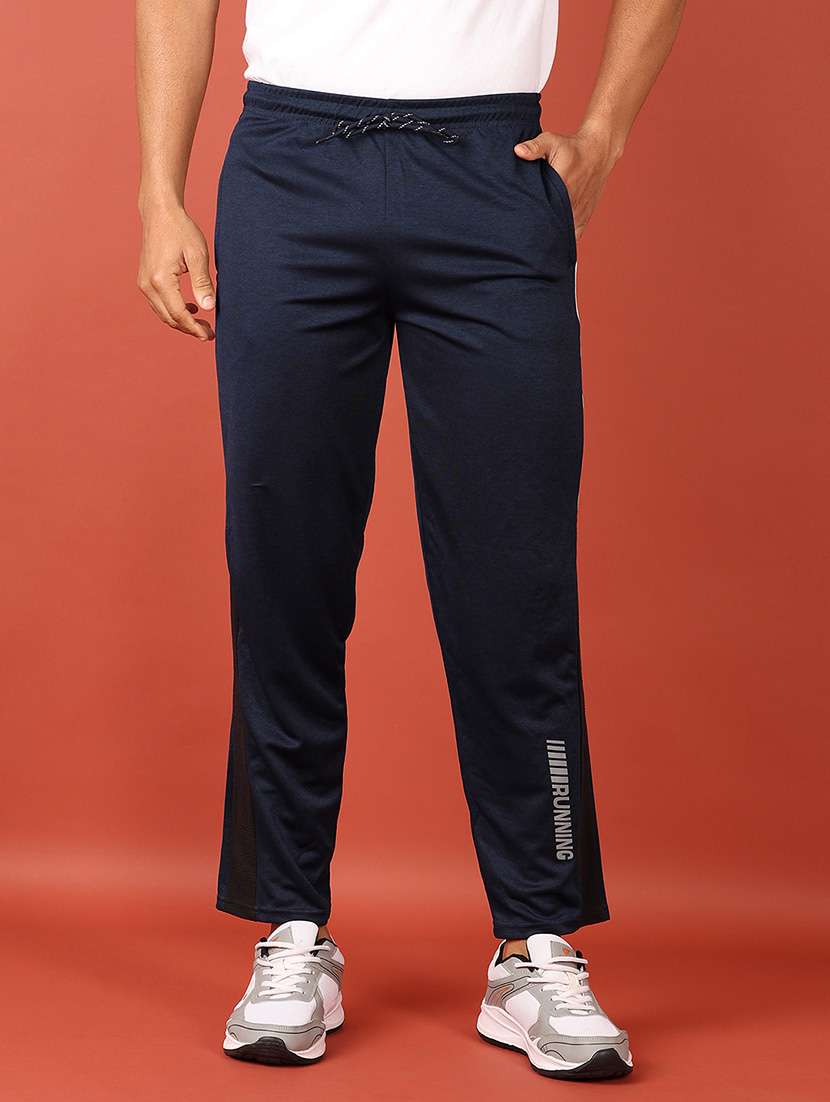men mid rise placement print ankle length track pant