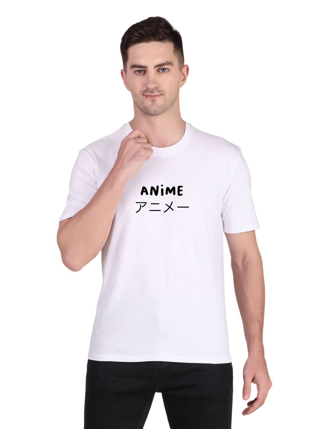 men round neck front & back print t-shirt