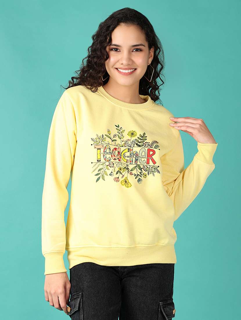 women front print long sleeve sweatshirt