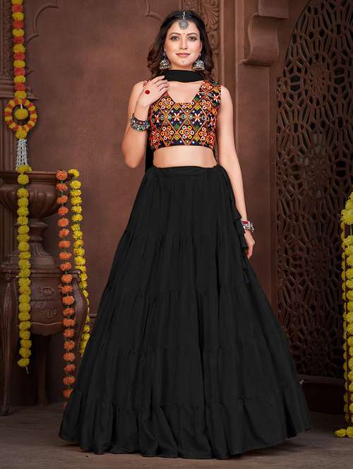 women black flared lehenga - 21536699 - Standard Image - 0