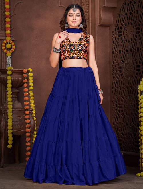 women blue flared lehenga - 21536700 - Standard Image - 0