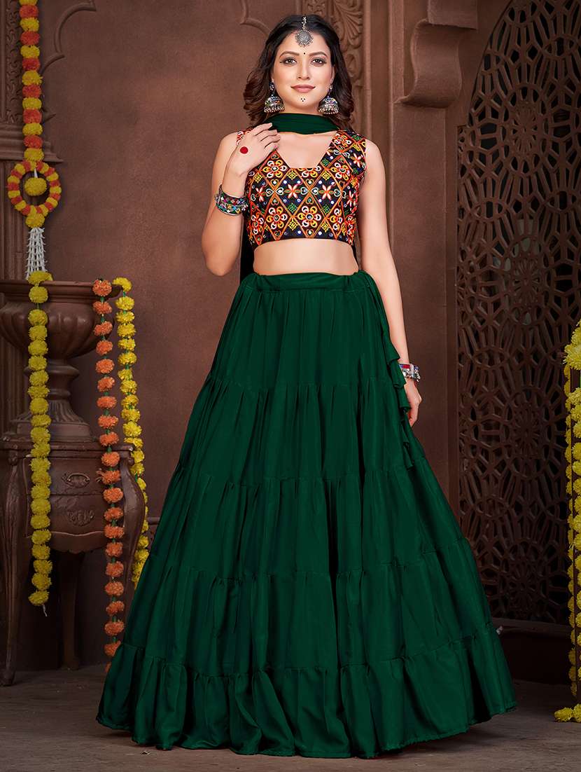 women green flared lehenga - 21536701 - Zoom Image - 0