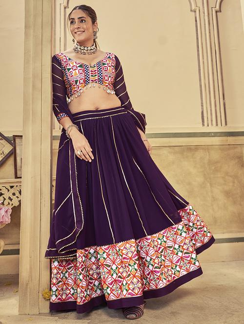 women purple flared lehenga - 21536715 -  Standard Image - 0