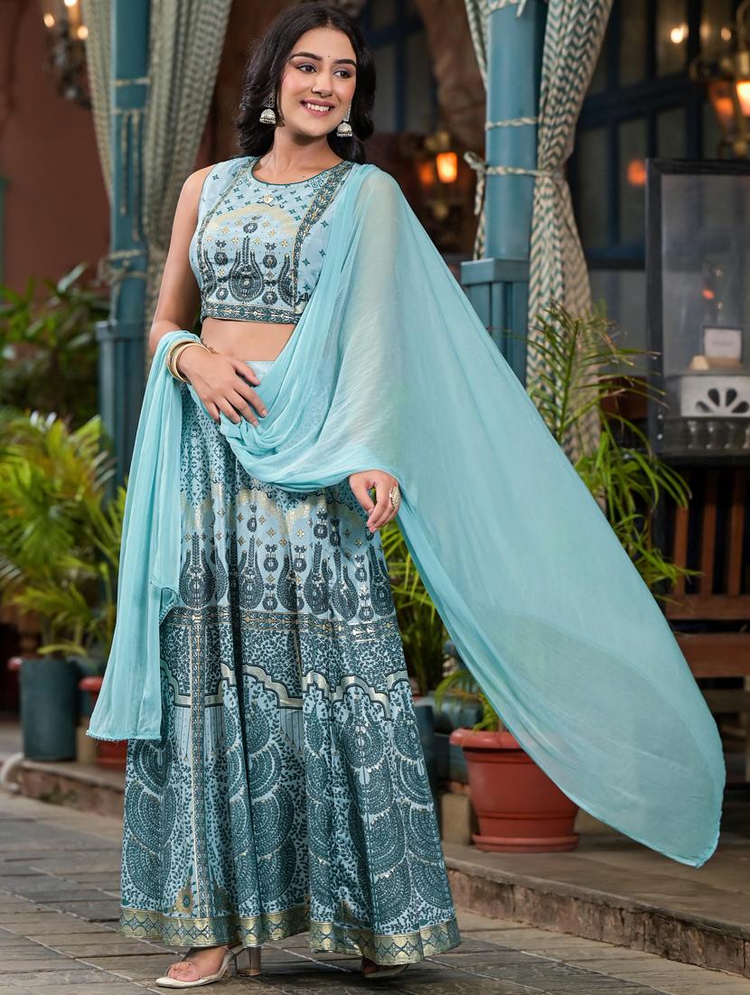 women printed flared lehenga choli with dupatta - 21536748 - Zoom Image - 0