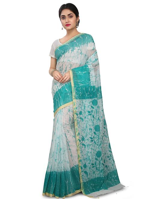 white printed handloom saree - 21536831 - Standard Image - 0
