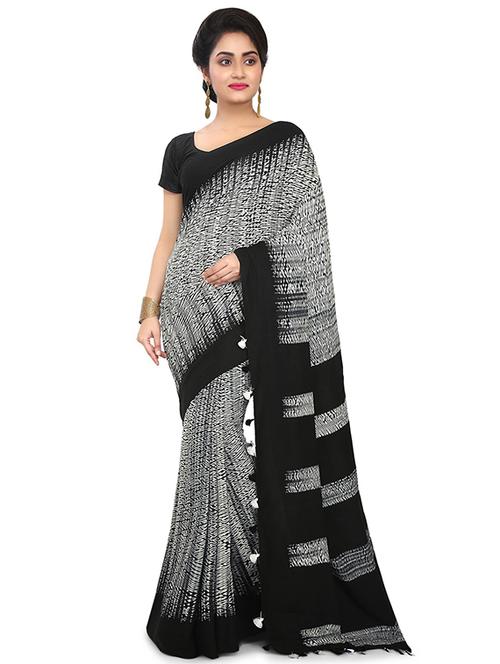 women black printed saree - 21536841 - Standard Image - 0