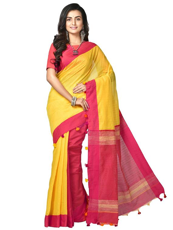 women solid half & half saree  - 21536854 -  Zoom Image - 0