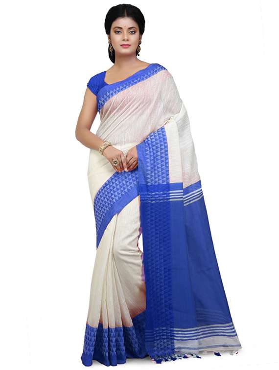 women solid with bordered saree 