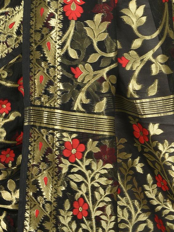 women black zari work banarsi saree - 21536910 - Standard Image - 2