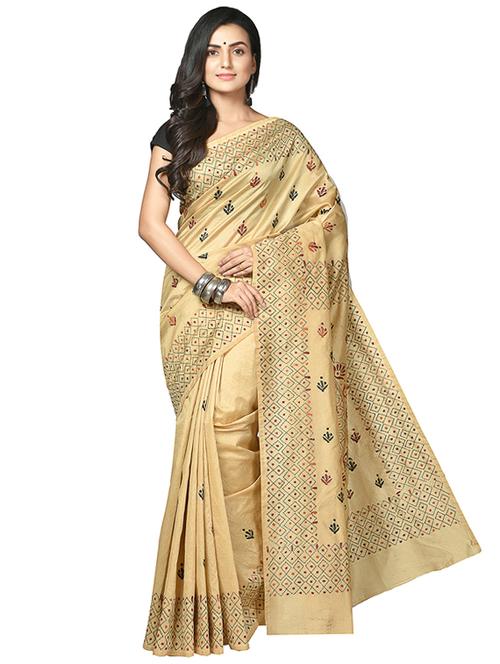 women beige printed saree - 21536931 - Standard Image - 0