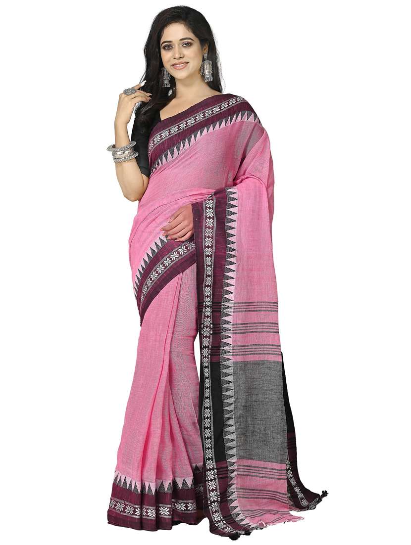 women solid handloom saree