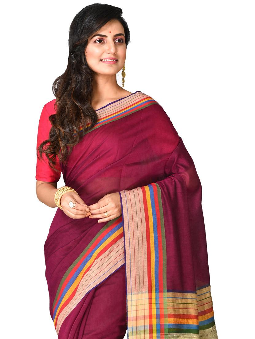 women solid handloom saree - 21537083 - Standard Image - 2