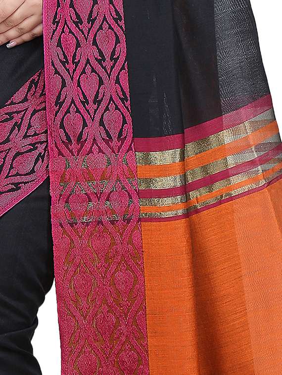 women solid with bordered handloom saree  - 21537247 -  Standard Image - 2
